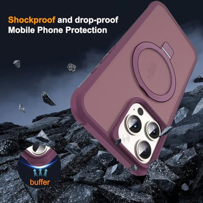 SKYLMW Compatible with iPhone 16 Pro Case with Stand,Wine Red | iPhone 16 Pro Phone Case 6.3",Magnetic Ring Stand,Compatible with MagSafe,Military-Grade Protection,Great Grip Feeling - color: Wine Red, size: Iphone 16 Pro
