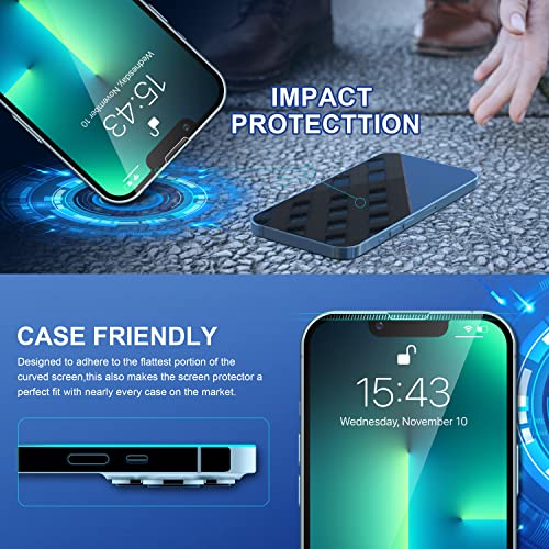 ImpactStrong Shatterproof Tempered Glass Screen Protector for iPhone 13 Pro Max [Easy Installation Frame] [Bubble Free] [9H Hardness] [Full Coverage] Case Friendly, 6.7 Inch - (3-Pack) - size: iPhone 13 Pro Max