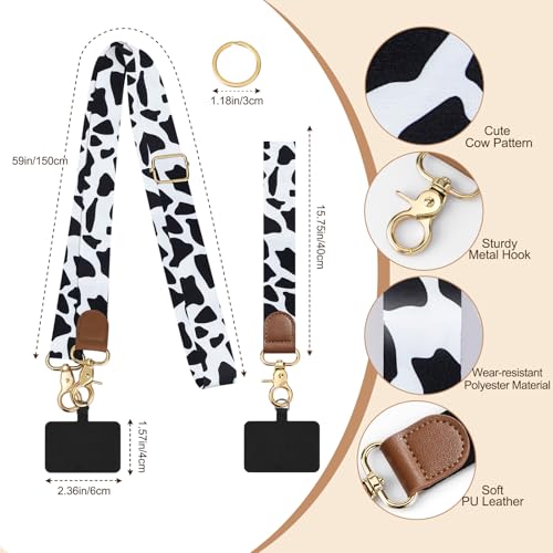 TiMOVO Phone Lanyard Crossbody Wrist Strap, Adjustable Anti-Theft Phone Strap for All Phone Case, lanyard for Women and Men - color: Black&white