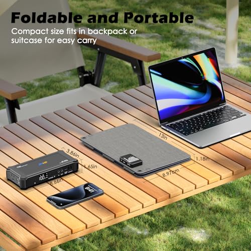 JIYHF Portable Power Station with 30W Foldable Solar Panel - 99.9Wh Backup Battery, 100W AC & 65W USB-C PD Fast Charging Ideal for Outdoor Work, Compatible with iPhone16 Series, iPad, MacBook, Laptop - style: P100 Black+30W