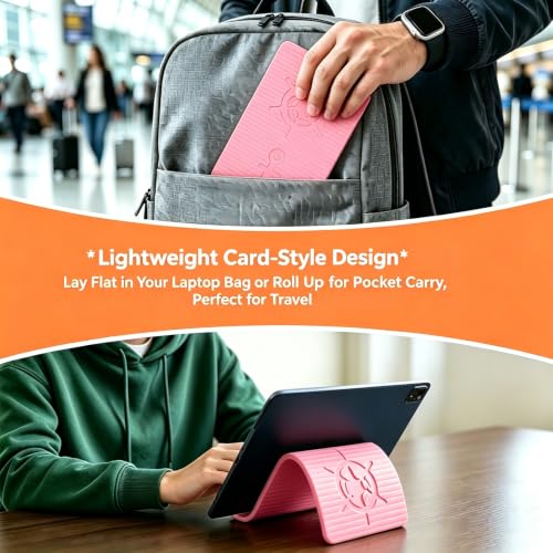 Silicone Foldable Phone Stand for Desk, Adjustable Bendable Cell Phone Holder with Aluminum, Anti Slip Rollable Multi Angle Desktop Stand for Tablet Laptop, Portable Accessories for Office Travel Home