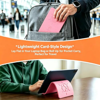 Silicone Foldable Phone Stand for Desk, Adjustable Bendable Cell Phone Holder with Aluminum, Anti Slip Rollable Multi Angle Desktop Stand for Tablet Laptop, Portable Accessories for Office Travel Home