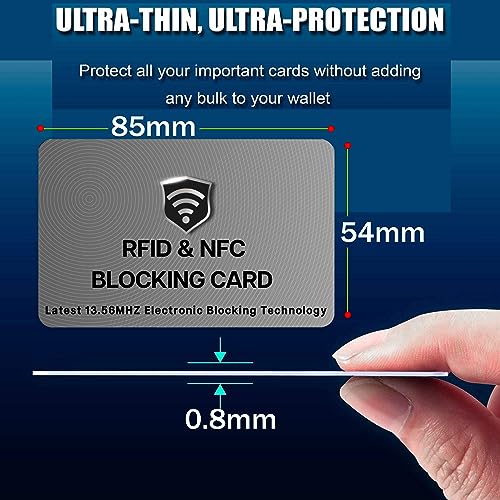 SaiTech IT 5 Pack RFID Blocking Card for Credit Debit ID Card, Grey | Slim Anti-Theft Contactless NFC RFID Blocker Protector, Easily Fit into Wallet and Purse, for Men & Women - color: Grey