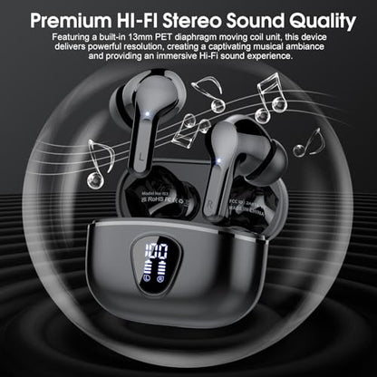 Wireless Earbuds, Bluetooth 5.4 Headphones HiFi Stereo, Bluetooth Earbuds - color: A-Black
