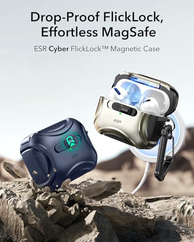 ESR for AirPods Pro 2 Case, Compatible with MagSafe, Cyber Series, Blue - color: Blue, size: AirPods Pro 2&1 Case
