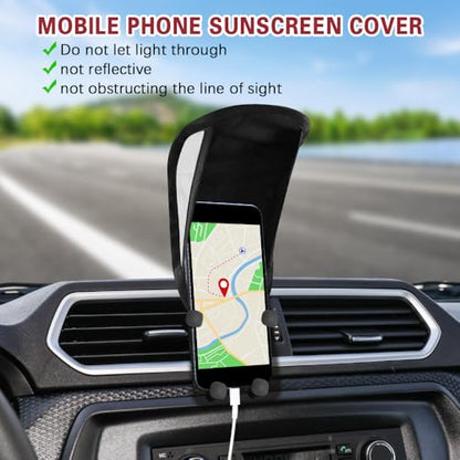Car Mobile Phone Sunshade, Auto Portable Foldable Smartphone Umbrella Cover - color: Black+Sliver