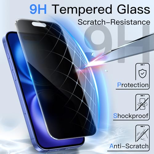 JETech 360° Privacy Screen Protector for iPhone 16 Plus, 2-Pack - size: iPhone 16 Plus