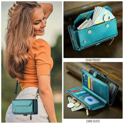 for Google Pixel 10a 6.3" Case, Women Men Multi-Function Wallet Case with Stand RFID Blocking Includes Shoulder Strap Wrist Strap Google Pixel 10a (Green) - color: Green