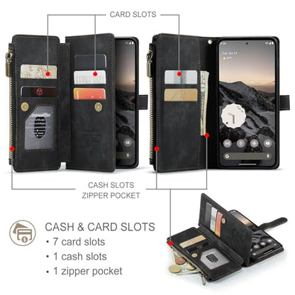 Google Pixel 10a 5G Wallet Case with Card Holder,Black - color: Black, size: Pixel 10a 6.3 Inch