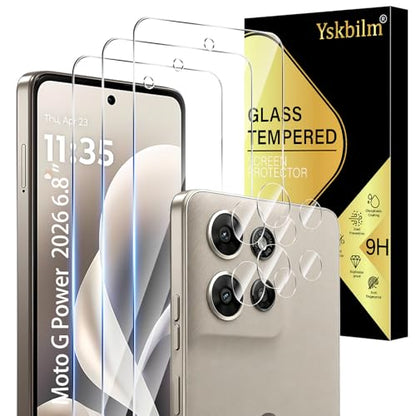 (3+2 Pack) Designed for Motorola Moto G Power 5G 2026/2025 Tempered Glass Screen Protector + Camera Lens Protector,[3D Touch][Bubble-Free][Anti-Scratch] - size: Moto G Power 2026/2025