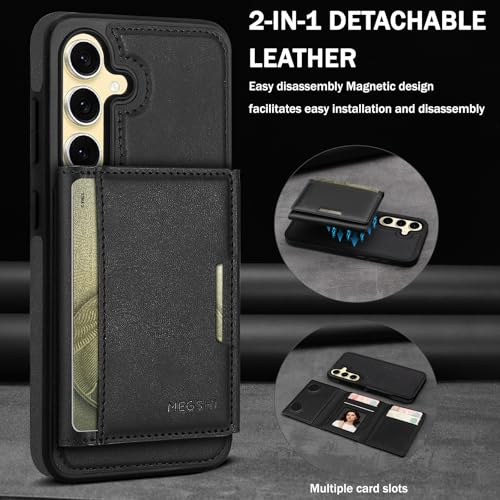for Samsung Galaxy S26 Wallet Case, 2-in-1 Detachable Magnetic Wallet Case, Card Holder RFID Blocking, Fashionable Faux Leather Card Slot & Folding Design (Black) - color: Black, size: Samsung Galaxy S26