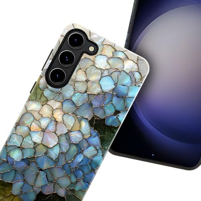 Compatible with Samsung Galaxy S23 Case,Glossy Case All-Round Protection Shockproof Anti-Scratches TPU Cover,Cases for Man Woman-Hydrangeas Bush Stained Glass - color: Hydrangeas Bush Stained Glass, size: Galaxy S23