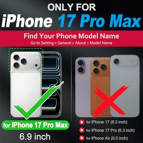 SHIELDON Genuine Leather Wallet Case for iPhone 17 Pro Max 6.9", Navy Blue | Magnetic Closure, RFID Blocking, Credit Card Holder, Viewing Stand, Foldable Design, Shockproof Protective Cover - color: Navy Blue