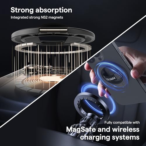 GUAN for MagSafe Phone Grip Magnetic Kickstand Compatible with Mag Safe Finger Loop Ultra Thin Finger Ring Holder, 3-in-1 Compatible for iPhone17/16/15/14/13/12 (Replacement Strap)-Black - color: Black