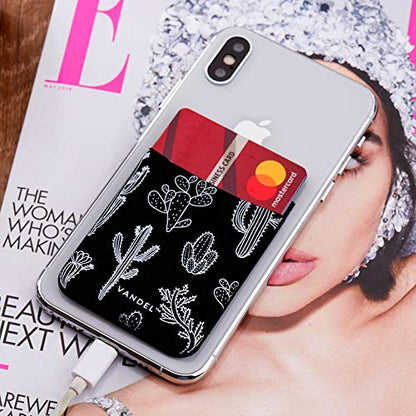 VANDEL Stick-On Fabric Phone Wallet for Women, Cute Credit Card Holder | Stylish Credit Card Holder for Phone Case, Stick On Back of Phone Fabric Sleeve for iPhone Pocket - color: Cactus Print