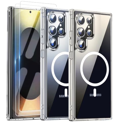 for Samsung Galaxy S25 Ultra 5G Case with 2 Screen Protector & Camera Protection,Slim Fit Anti Yellowing Shockproof Phone Cover for Galaxy S 25 Ultra,Clear - color: Clear, size: Samsung Galaxy S25 Ultra