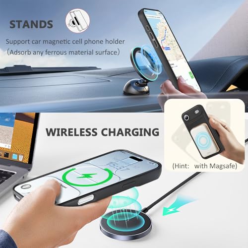 for iPhone 17 Air Wallet Case, Detachable Magnetic Phone Case,Faux Leather Strap Wallet,with RFID Blocking，Zipper Card Holder，Shoulder Straps (Black) - color: Black, size: iPhone 17 Air