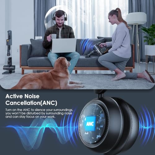 Upgrade ANC & ENC Wireless Headset with Mic for Work(Flip-to-Mute & Dongle) - color: Black