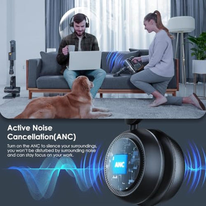 Upgrade ANC & ENC Wireless Headset with Mic for Work(Flip-to-Mute & Dongle) - color: Black