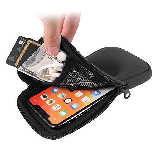 Neoprene Cell Phone Sleeve Zipper Phone Pouch Holder w/Neck Strap Compatible for iPhone 17 Pro Max 16 Plus Galaxy S26 Ultra S26+ S25 FE A17 A36 A56 Oneplus 15 13 Pixel 10 Poco X7 Pro (Black) - color: Black