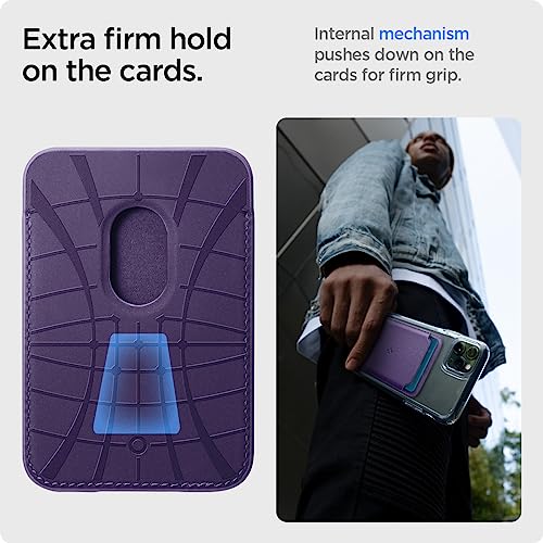 Spigen for MagSafe Wallet, Holds 2 Cards, Strong Magnet, Valentinus MagFit - color: PU Purple, size: 2-Cards