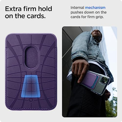 Spigen for MagSafe Wallet, Holds 3 Cards, Strong Magnet, Valentinus MagFit - color: PU Purple, size: 3-Cards