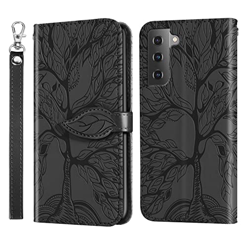 Wallet Case for Samsung Galaxy S22 5G with Card Holder/Slot Leather Flip Folio Stand Shell Magnetic Closure Wrist Strap Kickstand Phone Case(Galaxy S22 5G 6.1 inch) Black - color: Black, size: Samsung Galaxy S22 5G