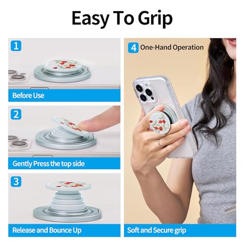 Cell Phone Grip with Kickstand，Adjustable Foldable Desktop Phone Holder - color: 147 Flower