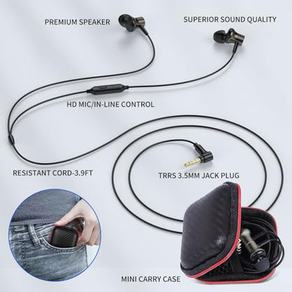 ASKUBSKU Wired Earbuds 3.5mm Headphones for Chromebook Laptop PC, Brown - color: Brown