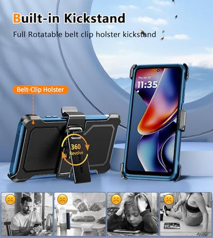 FNTCASE for Moto G 2026/2025 Case, Moto G Play 2026 Case with Belt-Clip | Heavy Duty Drop Protection,Rugged Holster, Military Grade Shockproof Protective Cell Phone Cover - color: Blue