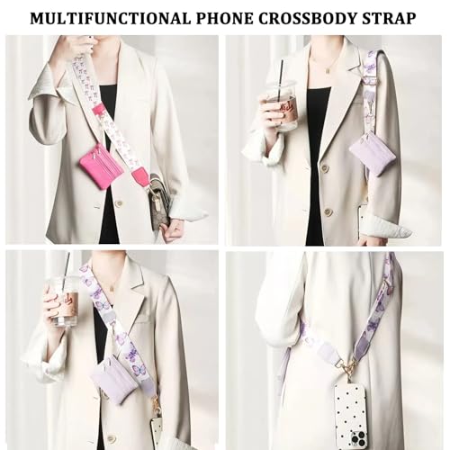 Crossbody Body Phone Holder for Women, New Phone Strap with Zippered Pouch, Adjustable Crossbody Strap - color: Lavender