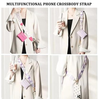 Crossbody Body Phone Holder for Women, New Phone Strap with Zippered Pouch, Adjustable Crossbody Strap - color: Lavender