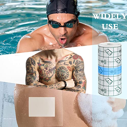 3 Rolls Transparent Waterproof Bandages Film Dressing Clear Adhesive Dressing Tape, Post Surgical Shower Shield for Tattoos Swimming 3 Sizes (2 Inch, 4 Inch, 6 Inch Wide) - size: 3 PCS (2 Inch, 4 Inch, 6 Inch Wide)