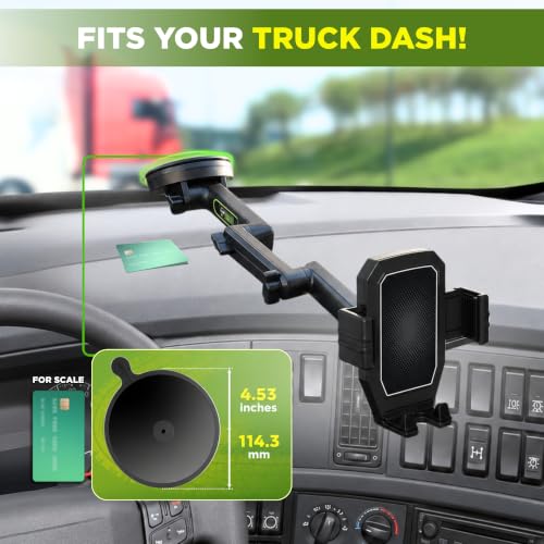 Truckules Truck Phone Mount + Dash Pad, 16.9" Long Holder, Big Rig, Black - color: Black