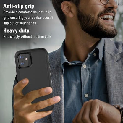 X-belmox Heavy Duty Case for iPhone 12/12 Pro with Screen Protector (Black) | 3-Layers Military Grade Drop Protection Phone Case, Shockproof Rugged Case Cover for iPhone 12/12 Pro 6.1 Inch - color: Black