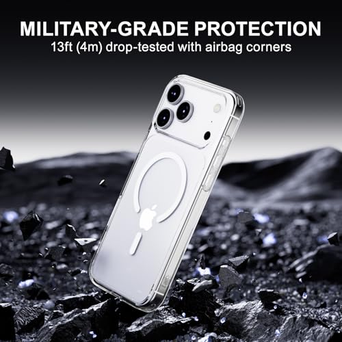 PAUL B for 2025 iPhone 17 Pro Max Case (Compatible with MagSafe) Military Grade Drop Protection(Drop Tested up to 13FT) Anti Yellowing|Magnetic Rugged Shockproof Phone Cover (Clear, iPhone 17 Pro Max) - color: Clear, size: iPhone 17 Pro Max