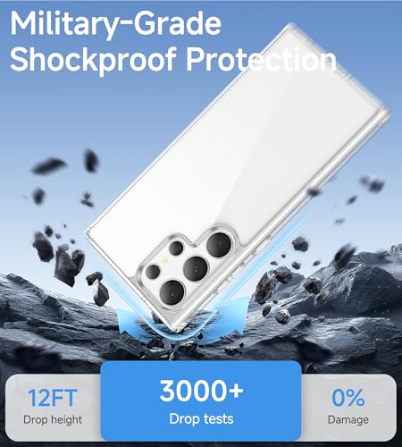 USLAI Case for Samsung Galaxy S22 Ultra 5G, Anti-Yellowing, Crystal Clear Back, Shockproof & Military‑Grade Drop Protection - Transparent - color: Clear, size: Galaxy S22 Ultra
