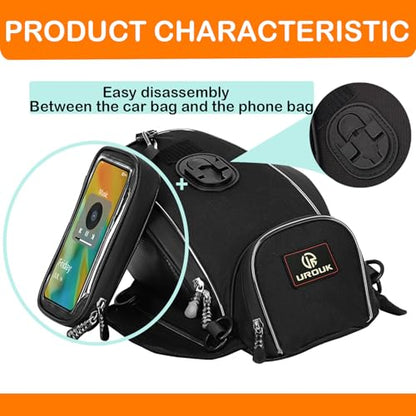 Motorcycle Tank Bag Magnetic, Featuring an Touch Screen Cell Phone Bag up to 7.2 Inch, Universal Gas Oil Fuel Tank Bag with Waterproof Cover & 3 Magnets & 4 Straps & 1 Shoulder Strap - style: Tank Bag