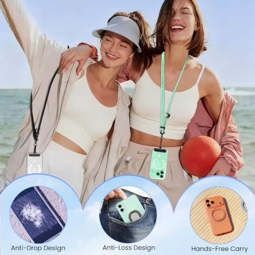 Phone Lanyard, Phone Strap Crossbody with 2 Pack Tether Tab, Adjustable Anti Theft Phone Strap for All Phones (green) - color: Green