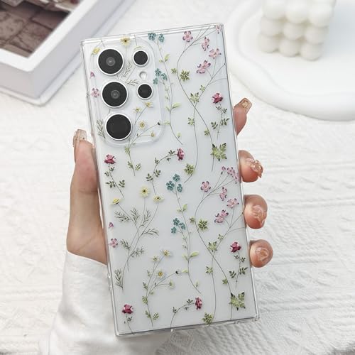 for Samsung Galaxy S23 Ultra Case, Floral Flowers Cute Aesthetic Clear Floral Branch Pattern Case for Women Girls,Transparent Slim Soft Shockproof Cover for S23 Ultra,Flower Branch - color: Flower Branch, size: for Samsung Galaxy S23 Ultra