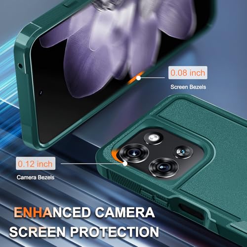 for Moto G 5G 2025 Case, Full Body Heavy Duty Rugged Shockproof Protective Phone Cover with Lanyard Strap, Tempered Glass Screen Protector, Dark Green | with Tempered Glass Screen Protector+Lanyard Strap,Rugged Shockproof Protective Phone Case - color: Da