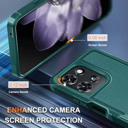for Moto G 5G 2025 Case, Full Body Heavy Duty Rugged Shockproof Protective Phone Cover with Lanyard Strap, Tempered Glass Screen Protector, Dark Green | with Tempered Glass Screen Protector+Lanyard Strap,Rugged Shockproof Protective Phone Case - color: Da