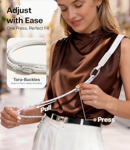 TORRAS Phone Lanyard Crossbody, Lightweight Strap with 2 Tabs, White - color: White