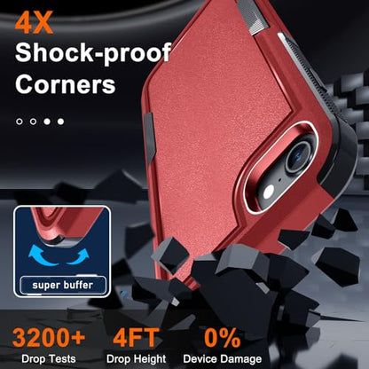 Case for iPhone 8/7/SE 2022 2020, with Screen Protector,Military Grade Heavy Duty Shockproof Phone Cover with Wrist Lanyard Strap for iPhone 8/7/SE 2nd 3rd 4.7 inch,Red | with Screen Protector+Wrist Lanyard Strap,Heavy Duty Shockproof Case for iPhone 8/7/