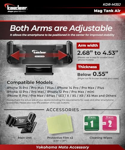 Kaedear Magnetic Motorcycle Phone Mount, Vibration Dampener, KDR-M35J - color: Black / Vibration Absorption Mount