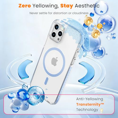 DEERLAMN Magnetic Clear Case for iPhone 12/iPhone 12 Pro 6.1-Inch, [Compatible with Magsafe][Anti-Yellowing] Transparent Slim Shockproof Protective Phone Cover, Blue - color: Blue, size: iPhone 12/12 Pro-6.1 Inch