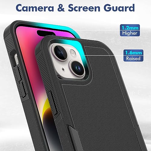 Heavy‑Duty Rugged Anti‑Drop Shockproof Protective Phone Case for iPhone 15, Durable Protective Shell, Black - color: Black, size: iPhone 15