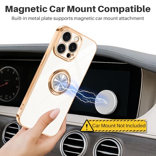 Dinick White for iPhone 14 Pro Max Case with Ring Holder Kickstand - color: White, size: 6.7'' iPhone 14 Pro Max