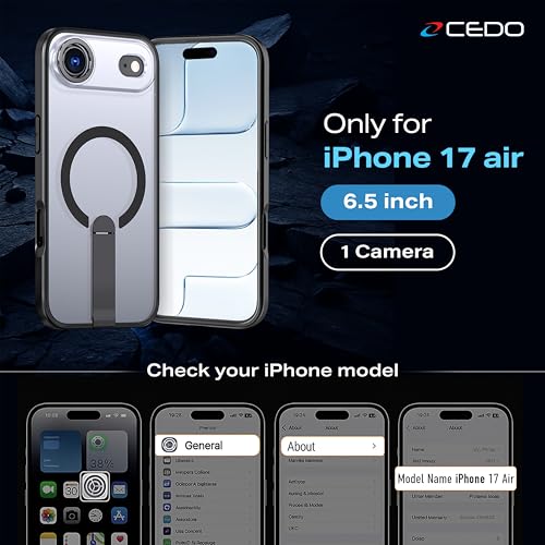 CEDO Magnetic Kickstand Case for iPhone 17 Air, MagSafe Compatible Black - size: iPhone 17 Air