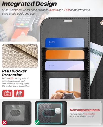 OCASE for iPhone 17 Pro Detachable Wallet Case with Card Holder, 2 in 1 PU Leather Flip Folio with RFID Blocking Stand Wrist Strap Shockproof Phone Cover 6.3 Inch 2025, Black - color: Black, size: iPhone 17 Pro